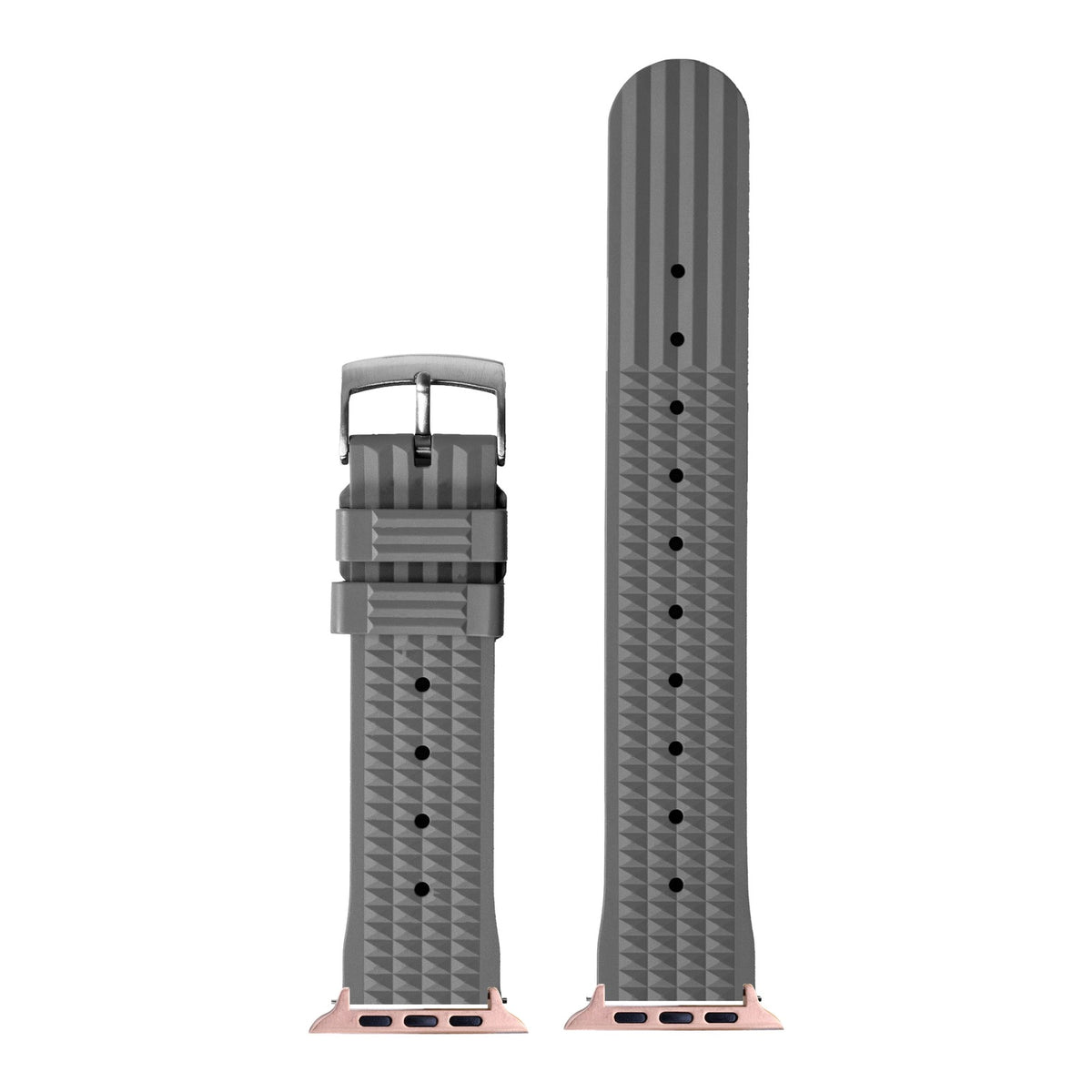 [Apple Watch] King Waffle FKM Rubber - Grey with Rose Gold Apple Watch connecters