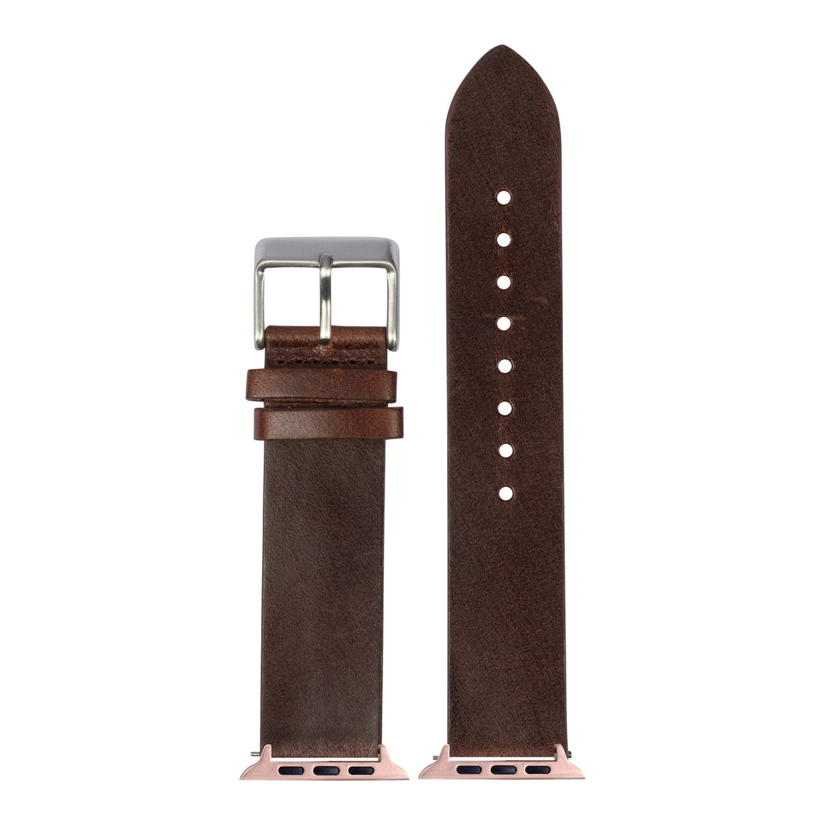 [Apple Watch] Straight Cut Leather - Dark Brown with Rose Gold Apple Watch connecters