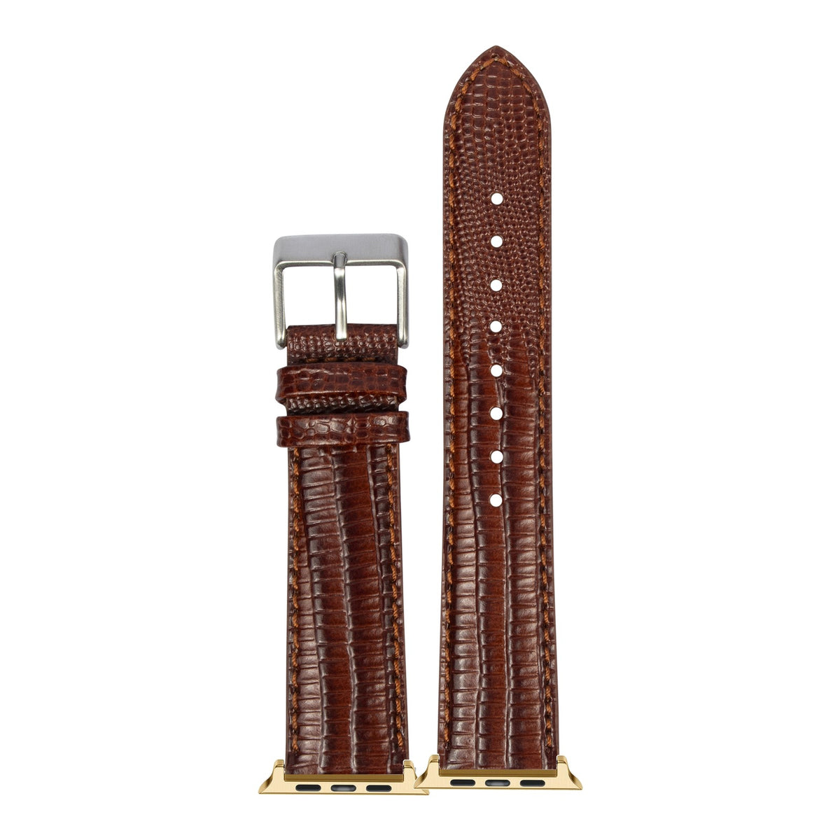 [Apple Watch] Faux Lizard - Brown with Gold Apple Watch connecters