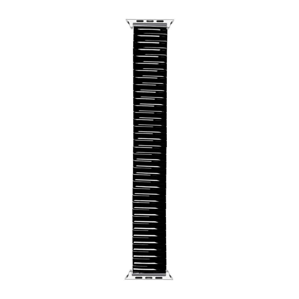 [Apple Watch] Stretch Elastic Steel Bracelet - Black with Silver Apple Watch connecters