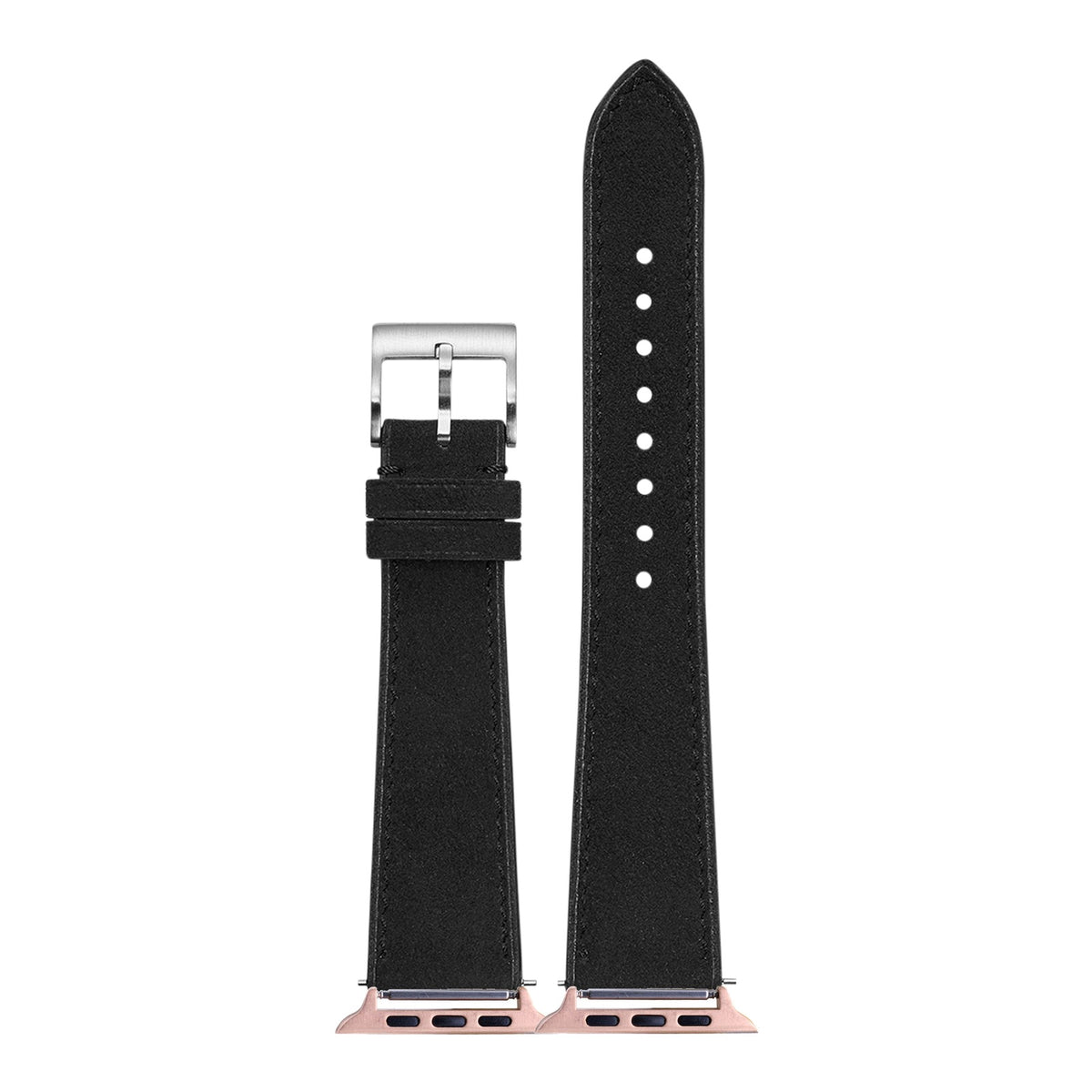 [Apple Watch] Alcantara Leather - Black with Rose Gold Apple Watch connecters