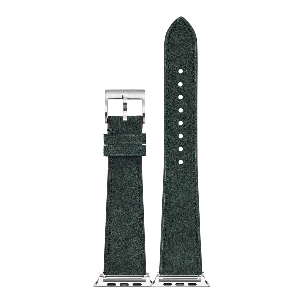 [Apple Watch] Alcantara Leather - Forest Green with Silver Apple Watch connecters