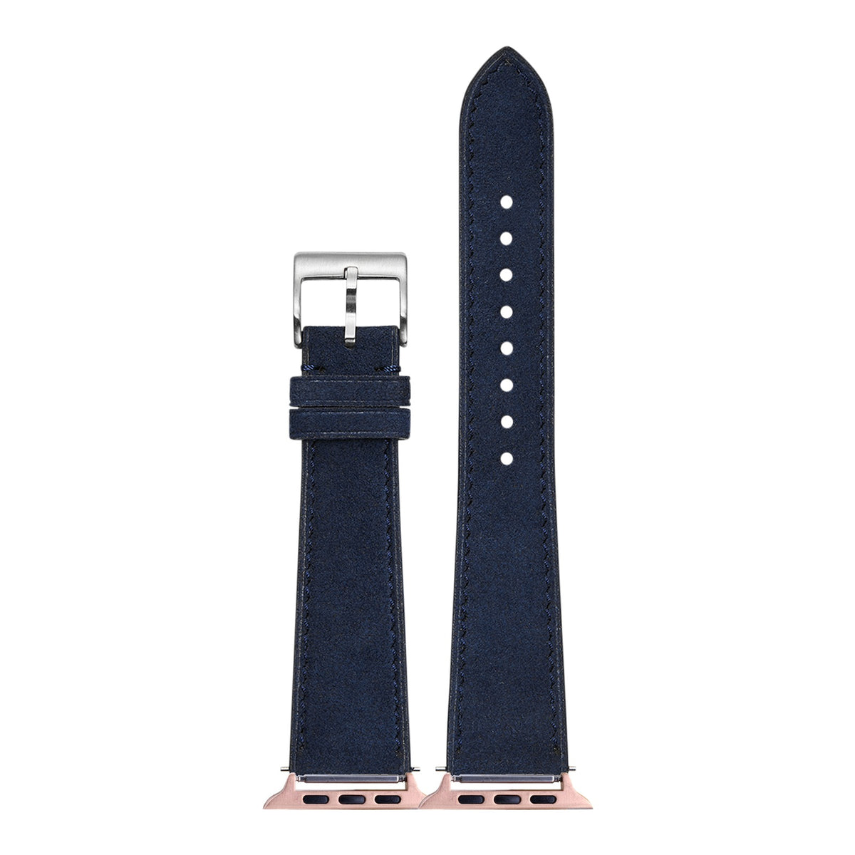 [Apple Watch] Alcantara Leather - Navy Blue with Rose Gold Apple Watch connecters