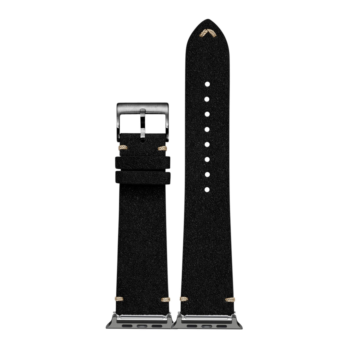 [Apple Watch] Alcantara Leather - Vintage - Black with Black Apple Watch connecters