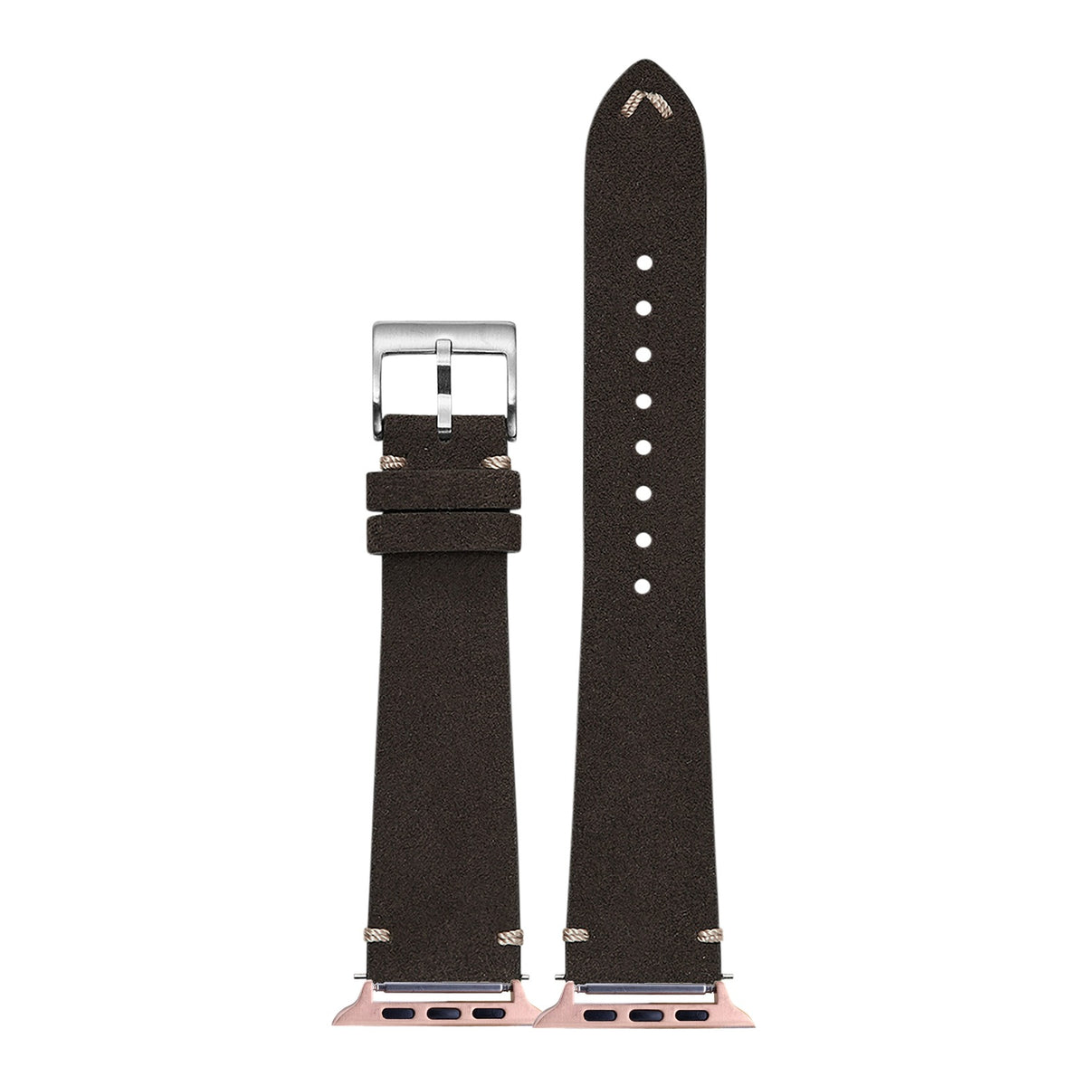[Apple Watch] Alcantara Leather - Vintage - Dark Brown with Rose Gold Apple Watch connecters