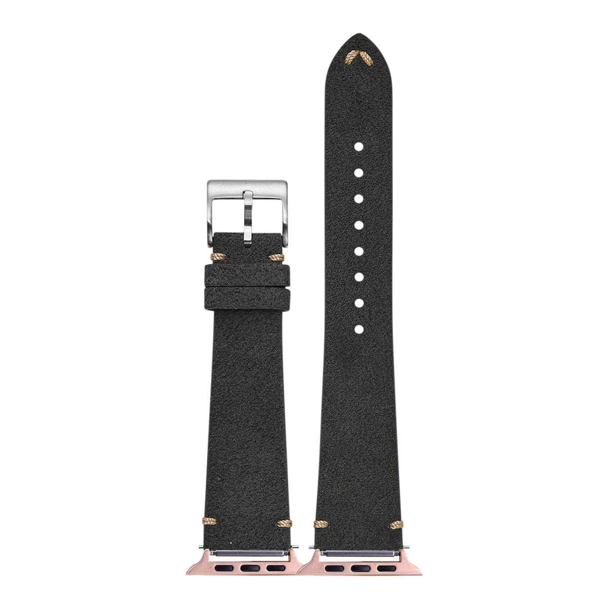 [Apple Watch] Alcantara Leather - Vintage - Dark Grey with Rose Gold Apple Watch connecters