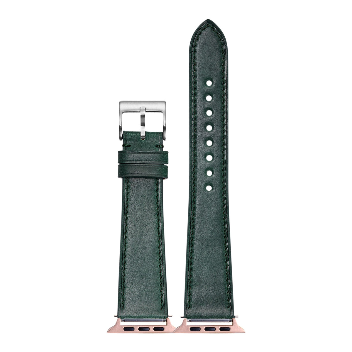 [Apple Watch] Horween Shell Cordovan - Green with Rose Gold Apple Watch connecters