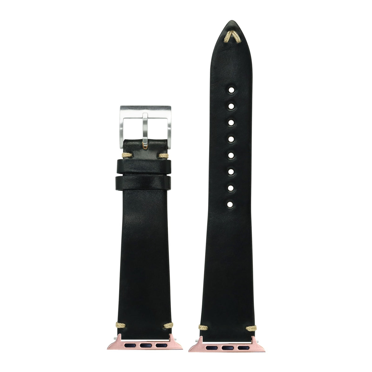 [Apple Watch] Horween Shell Cordovan - Vintage - Black with Rose Gold Apple Watch connecters