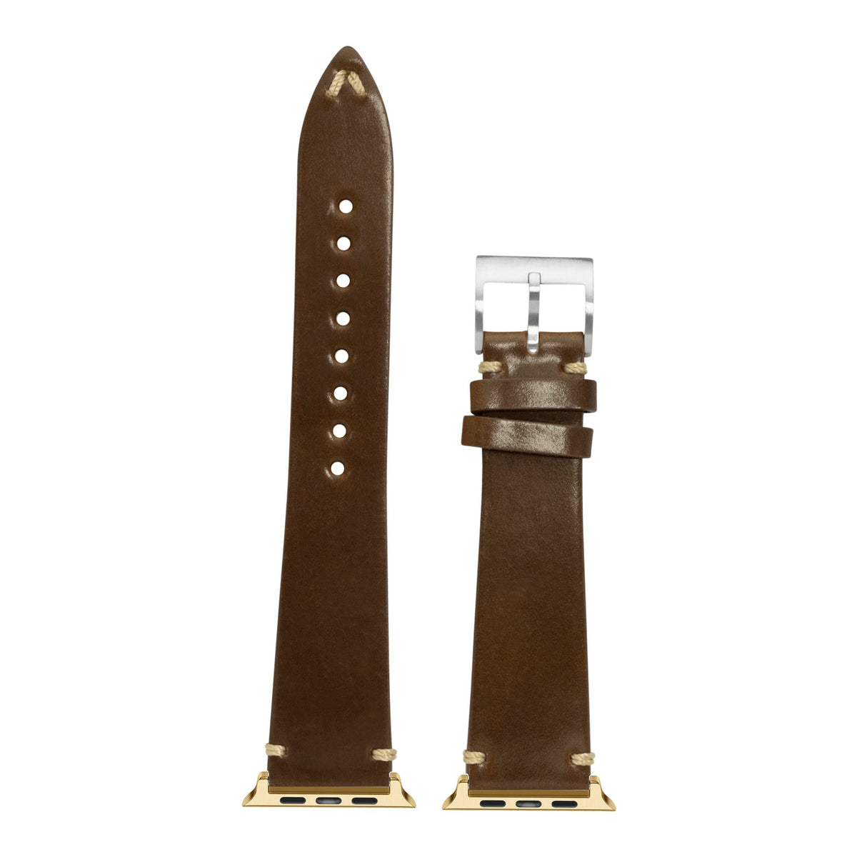 [Apple Watch] Horween Shell Cordovan - Vintage - Brandy with Gold Apple Watch connecters