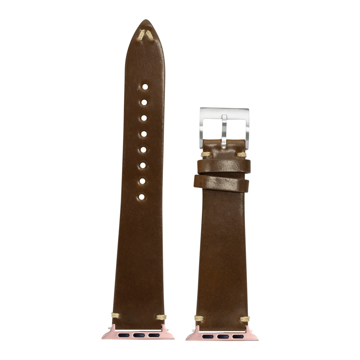 [Apple Watch] Horween Shell Cordovan - Vintage - Brandy with Rose Gold Apple Watch connecters
