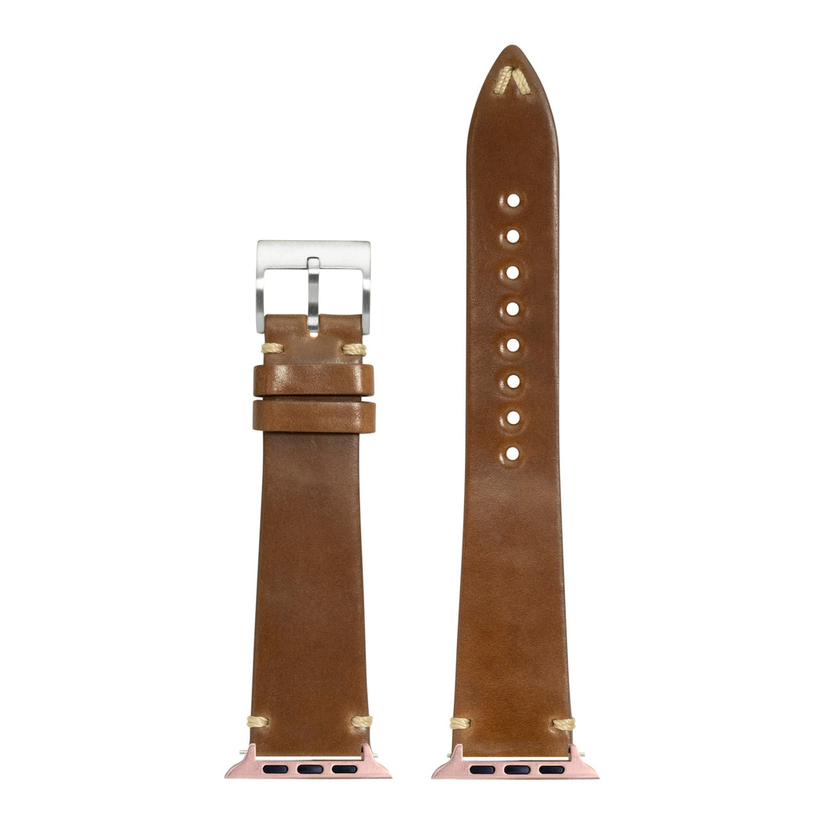 [Apple Watch] Horween Shell Cordovan - Vintage - Bourbon with Rose Gold Apple Watch connecters