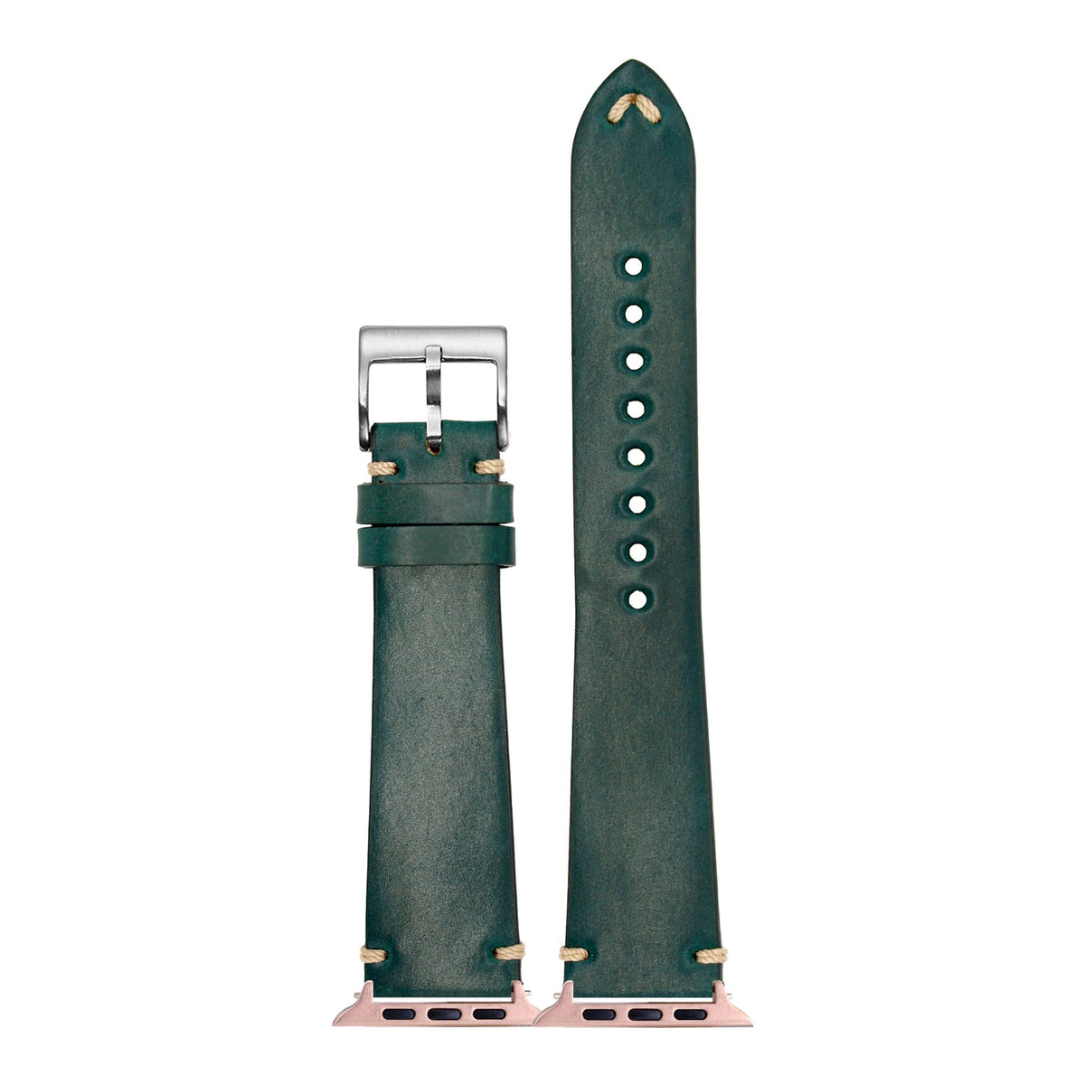 [Apple Watch] Horween Shell Cordovan - Vintage - Green with Rose Gold Apple Watch connecters