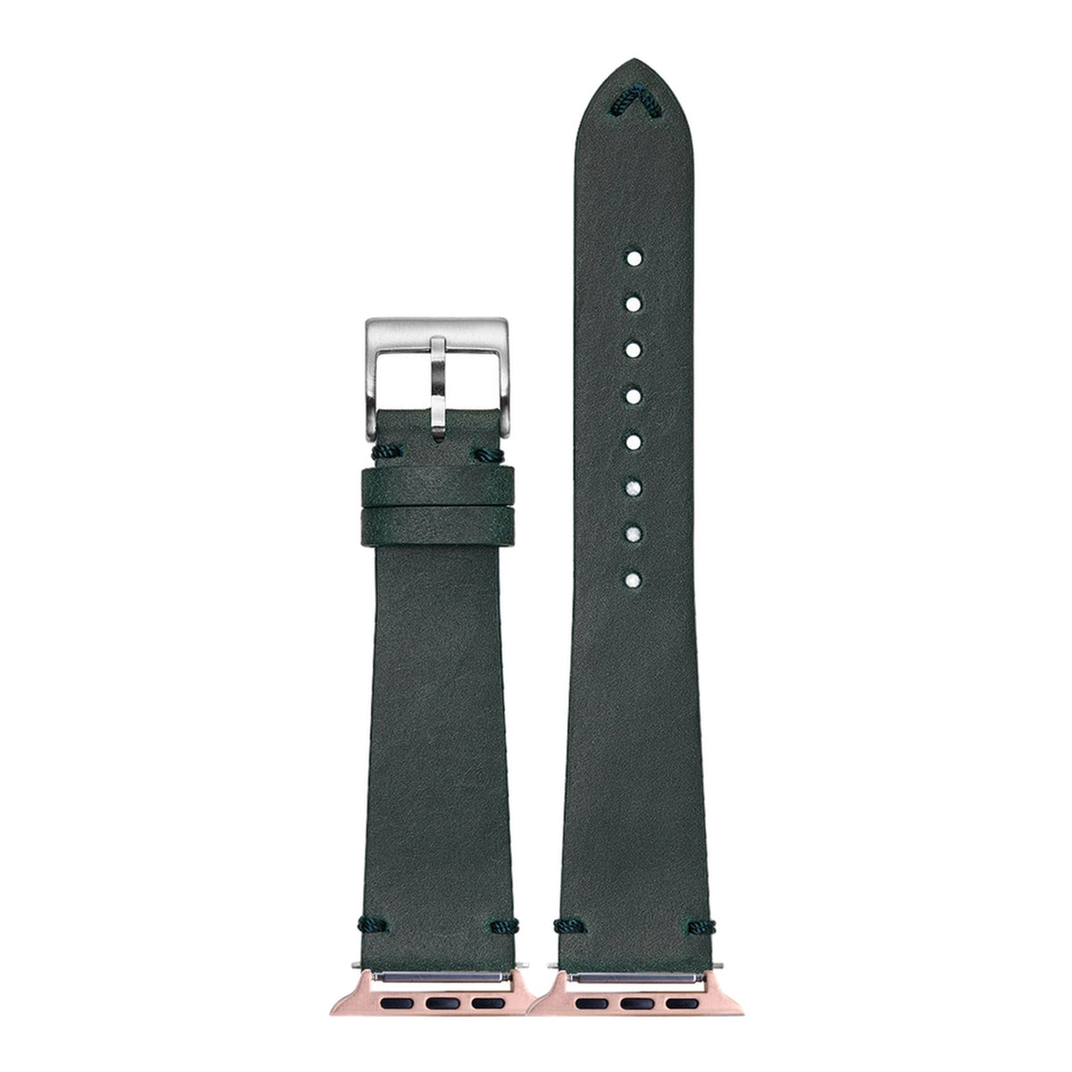 [Apple Watch] Vintage Crazy Horse Leather - Blue/Green with Rose Gold Apple Watch connecters