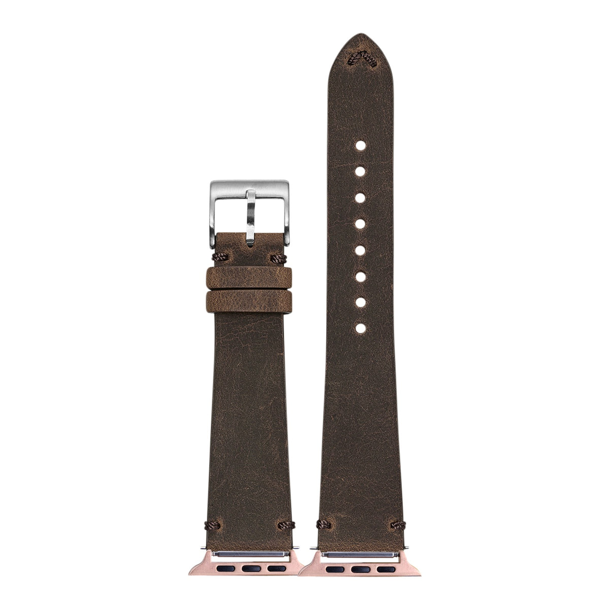 [Apple Watch] Vintage Crazy Horse Leather - Brown with Rose Gold Apple Watch connecters