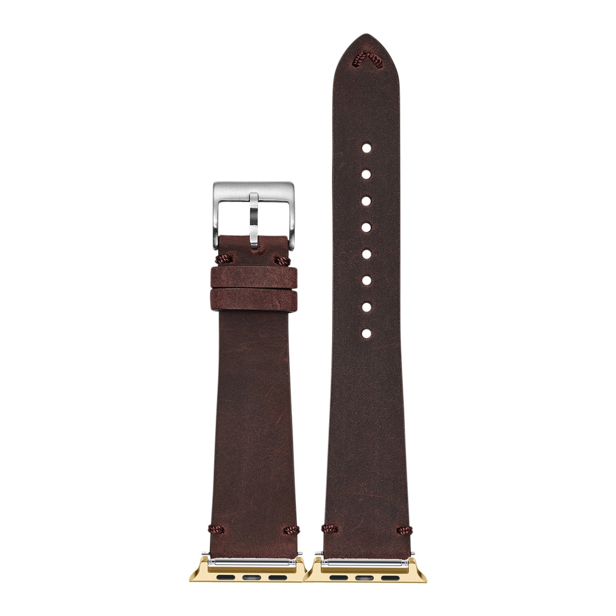 [Apple Watch] Vintage Crazy Horse Leather - Dark Red with Gold Apple Watch connecters