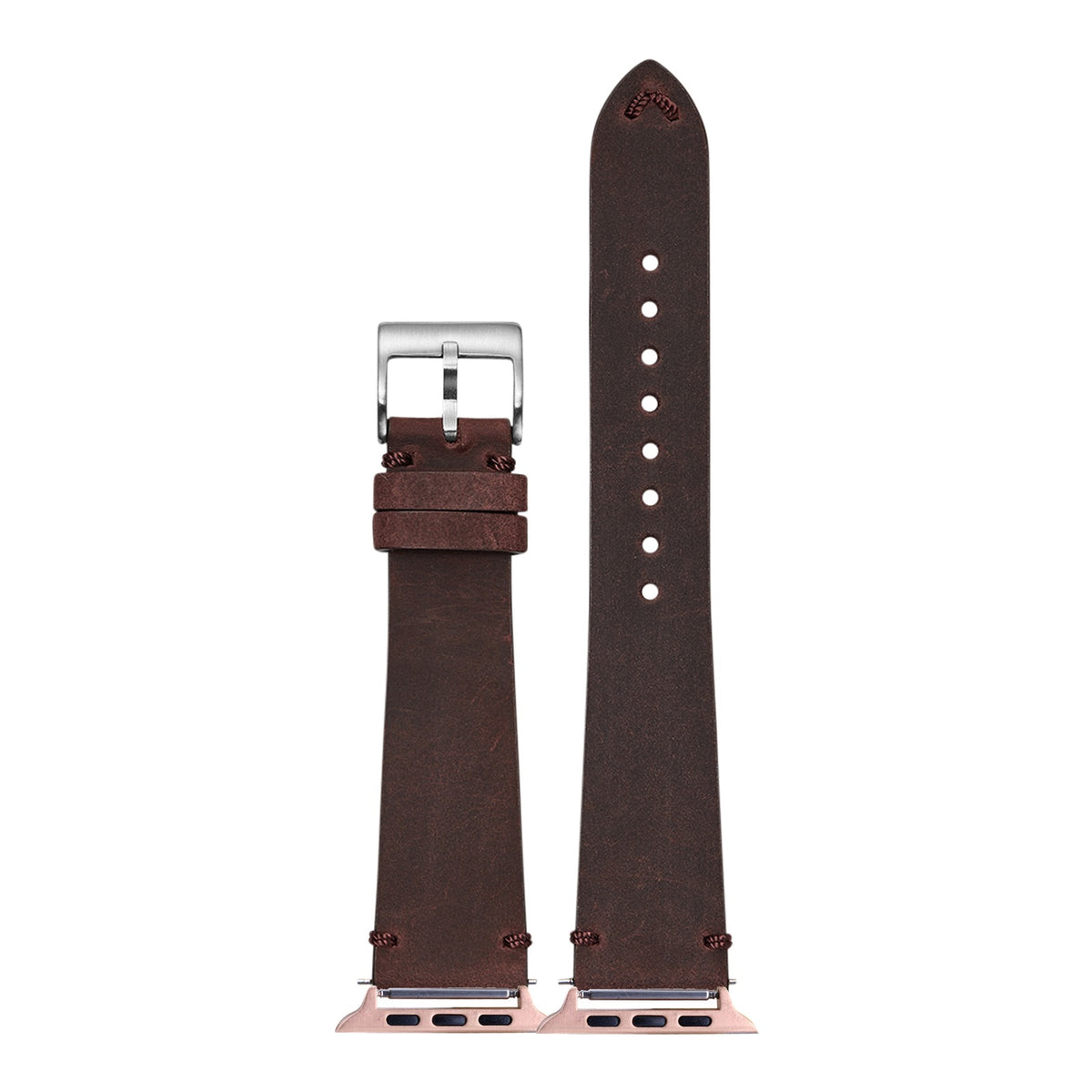 [Apple Watch] Vintage Crazy Horse Leather - Dark Red with Rose Gold Apple Watch connecters