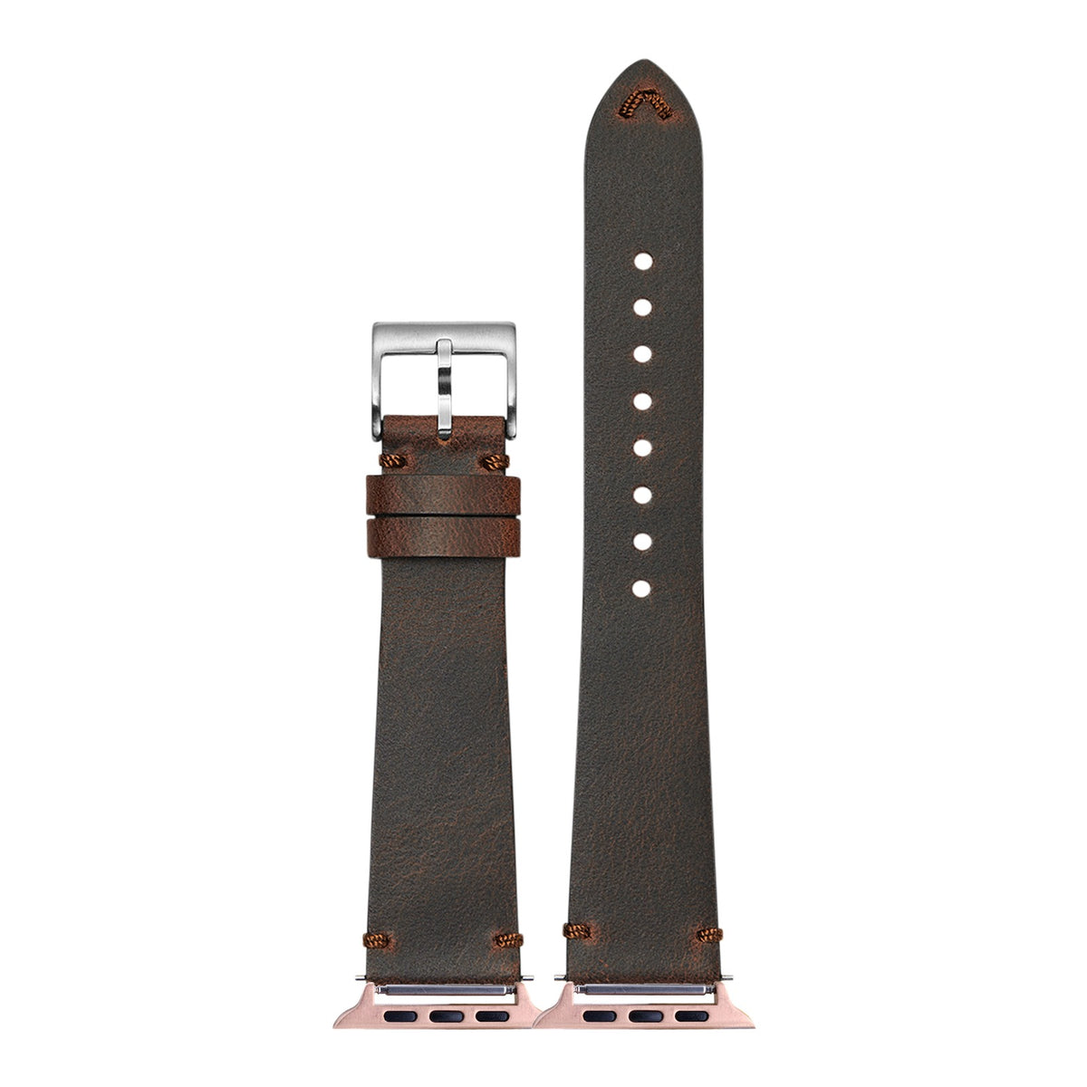 [Apple Watch] Vintage Crazy Horse Leather - Red with Rose Gold Apple Watch connecters