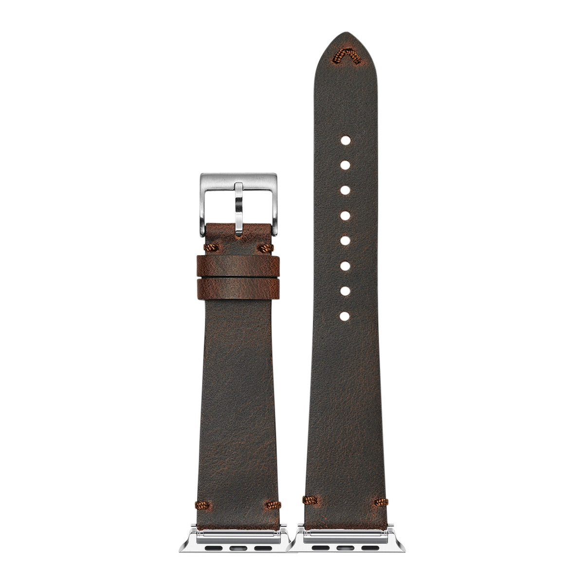 [Apple Watch] Vintage Crazy Horse Leather - Red with Silver Apple Watch connecters
