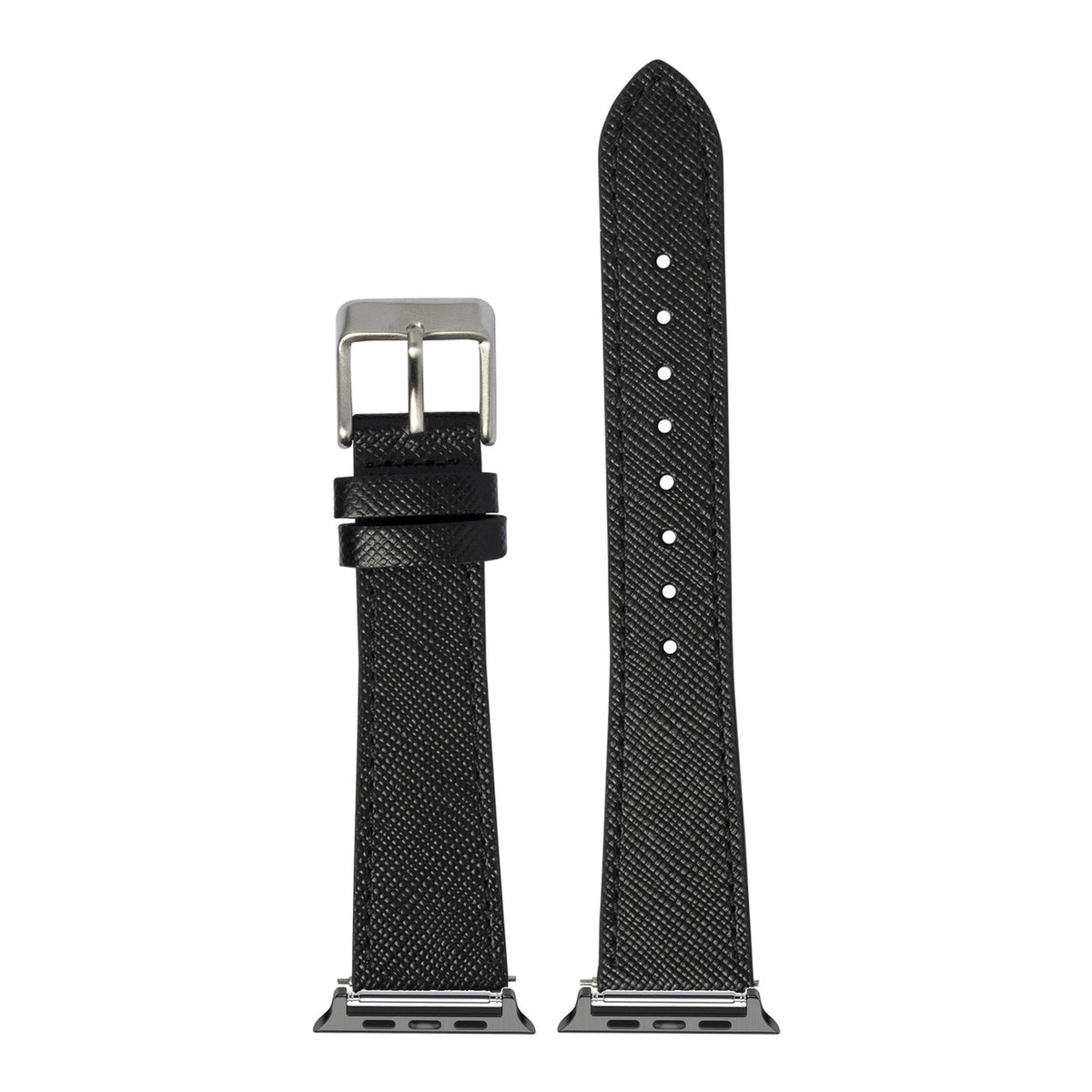 [Apple Watch] Saffiano Leather - Black with Black Apple Watch connecters