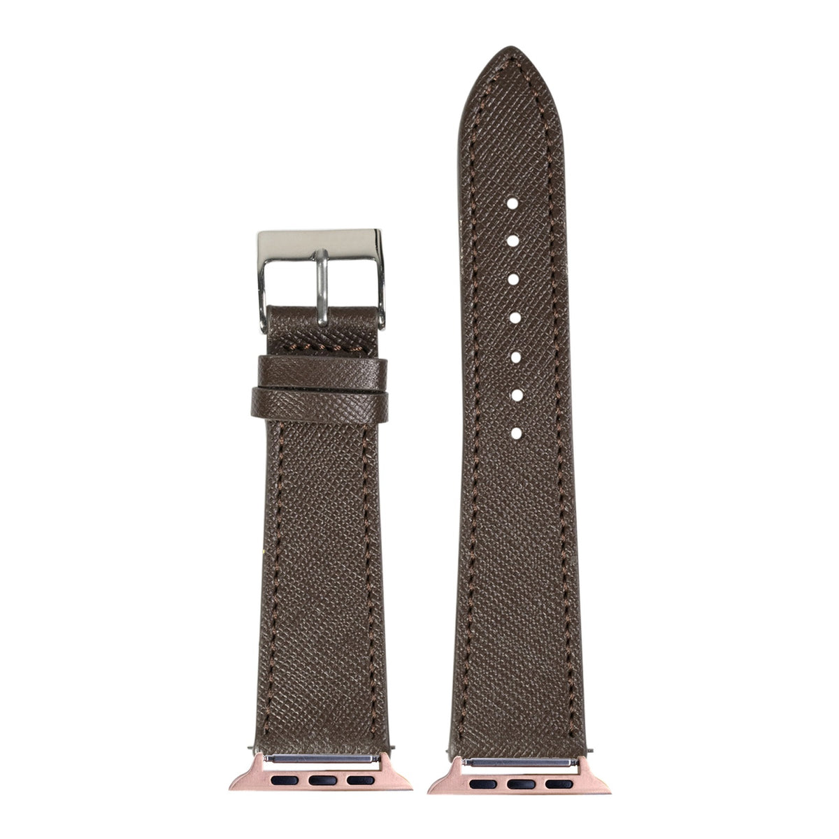 [Apple Watch] Saffiano Leather - Dark Brown with Rose Gold Apple Watch connecters