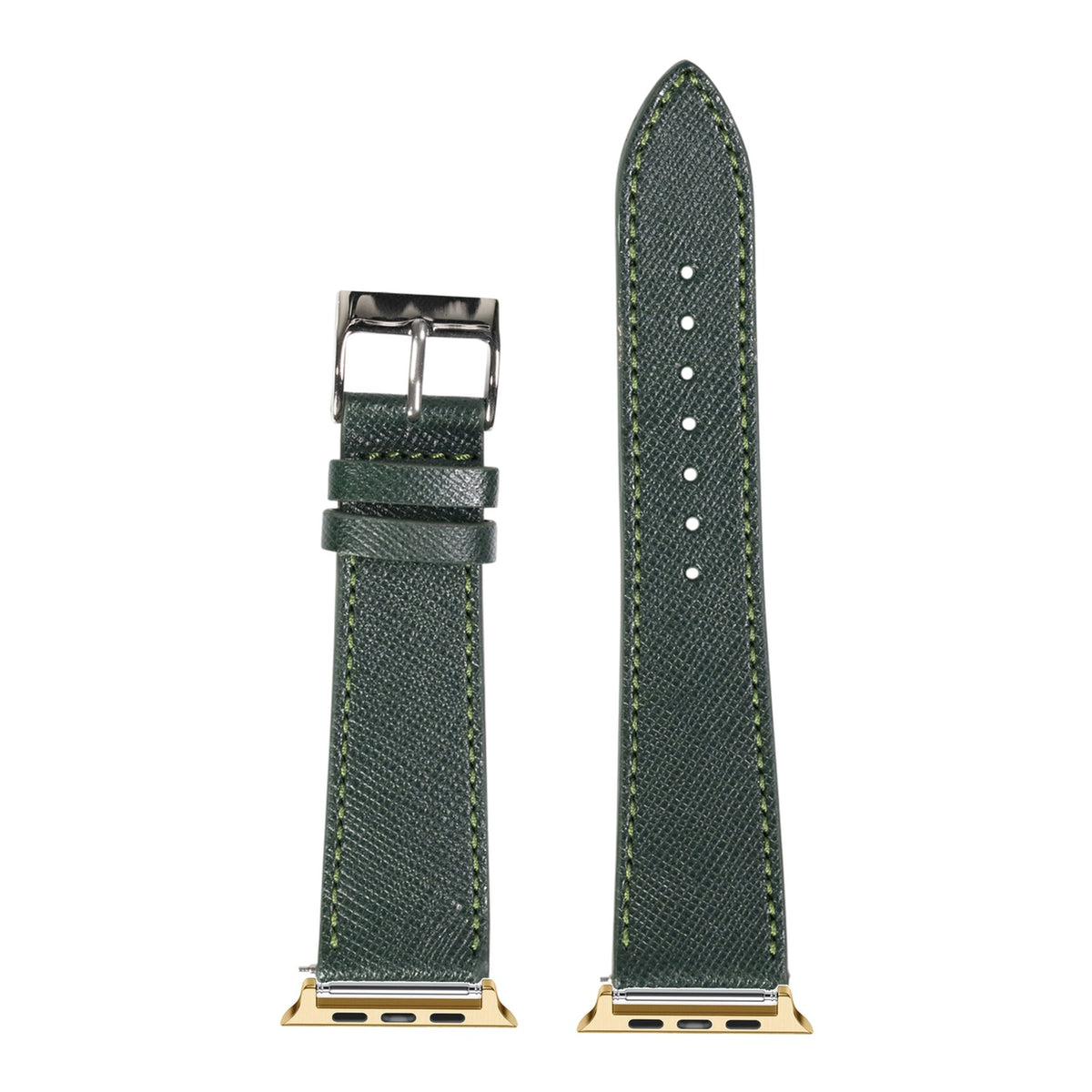 [Apple Watch] Saffiano Leather - Forest Green with Gold Apple Watch connecters