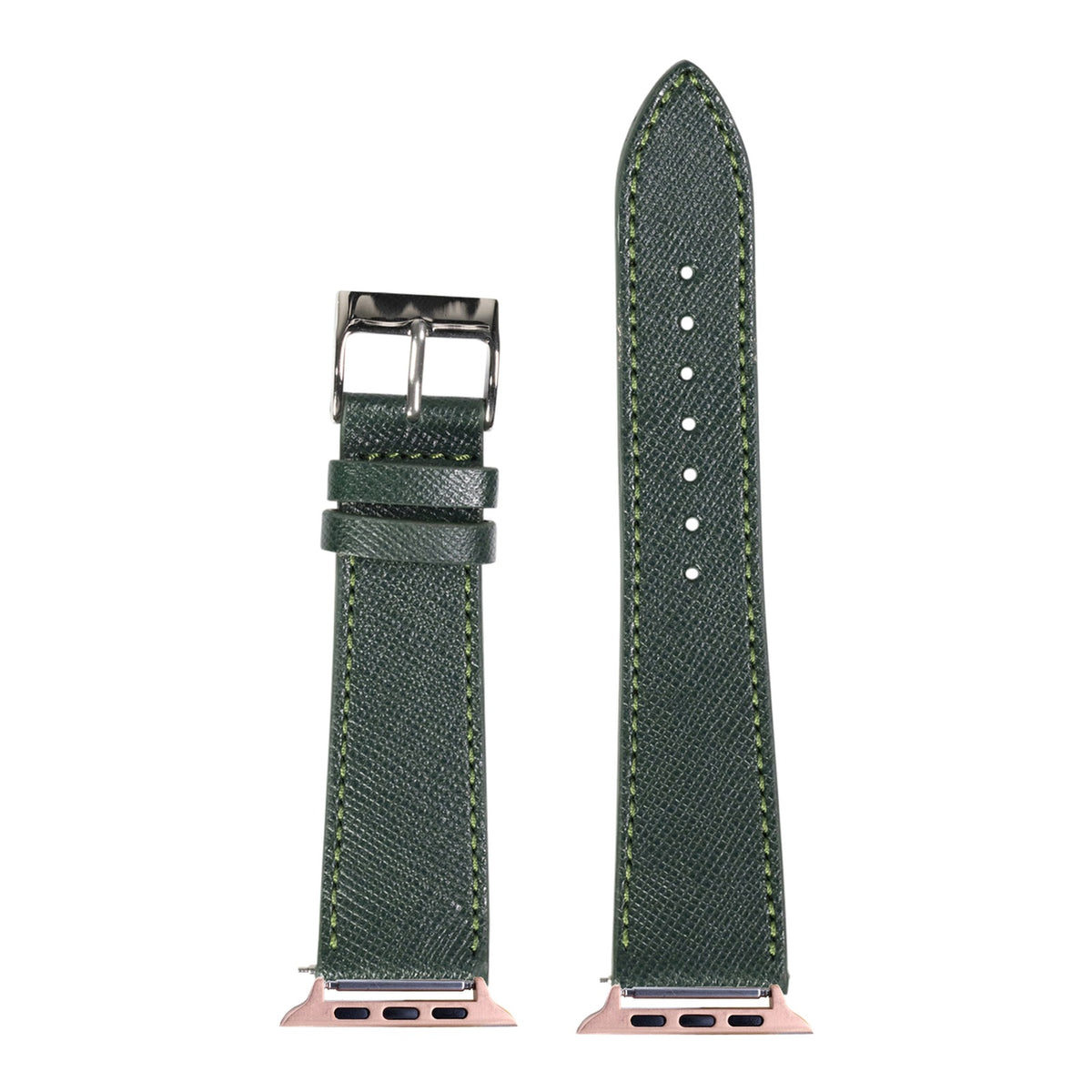 [Apple Watch] Saffiano Leather - Forest Green with Rose Gold Apple Watch connecters
