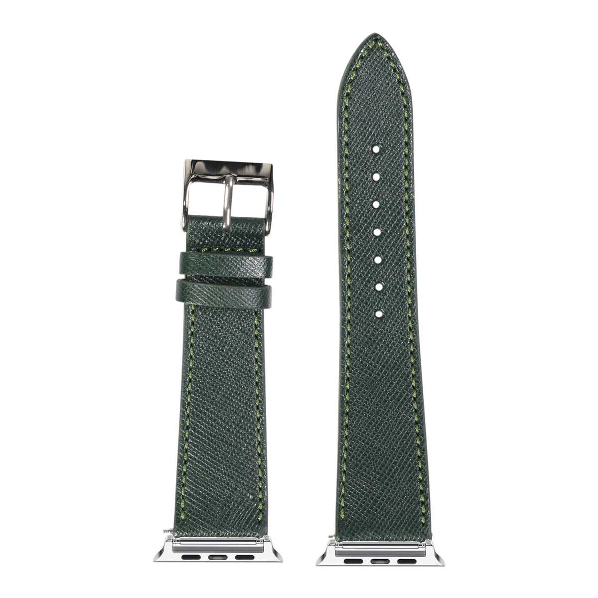 [Apple Watch] Saffiano Leather - Forest Green with Silver Apple Watch connecters