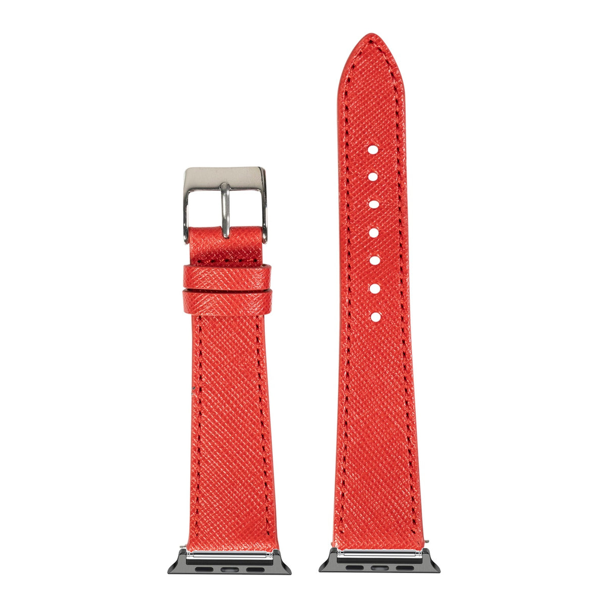 [Apple Watch] Saffiano Leather - Red with Black Apple Watch connecters