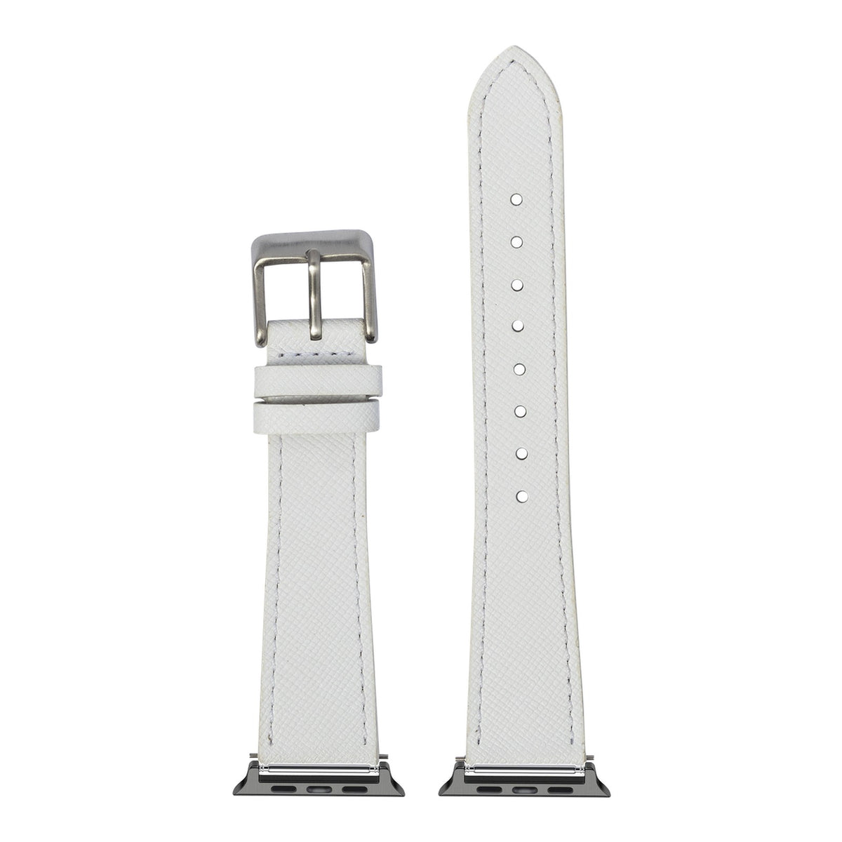 [Apple Watch] Saffiano Leather - White with Black Apple Watch connecters