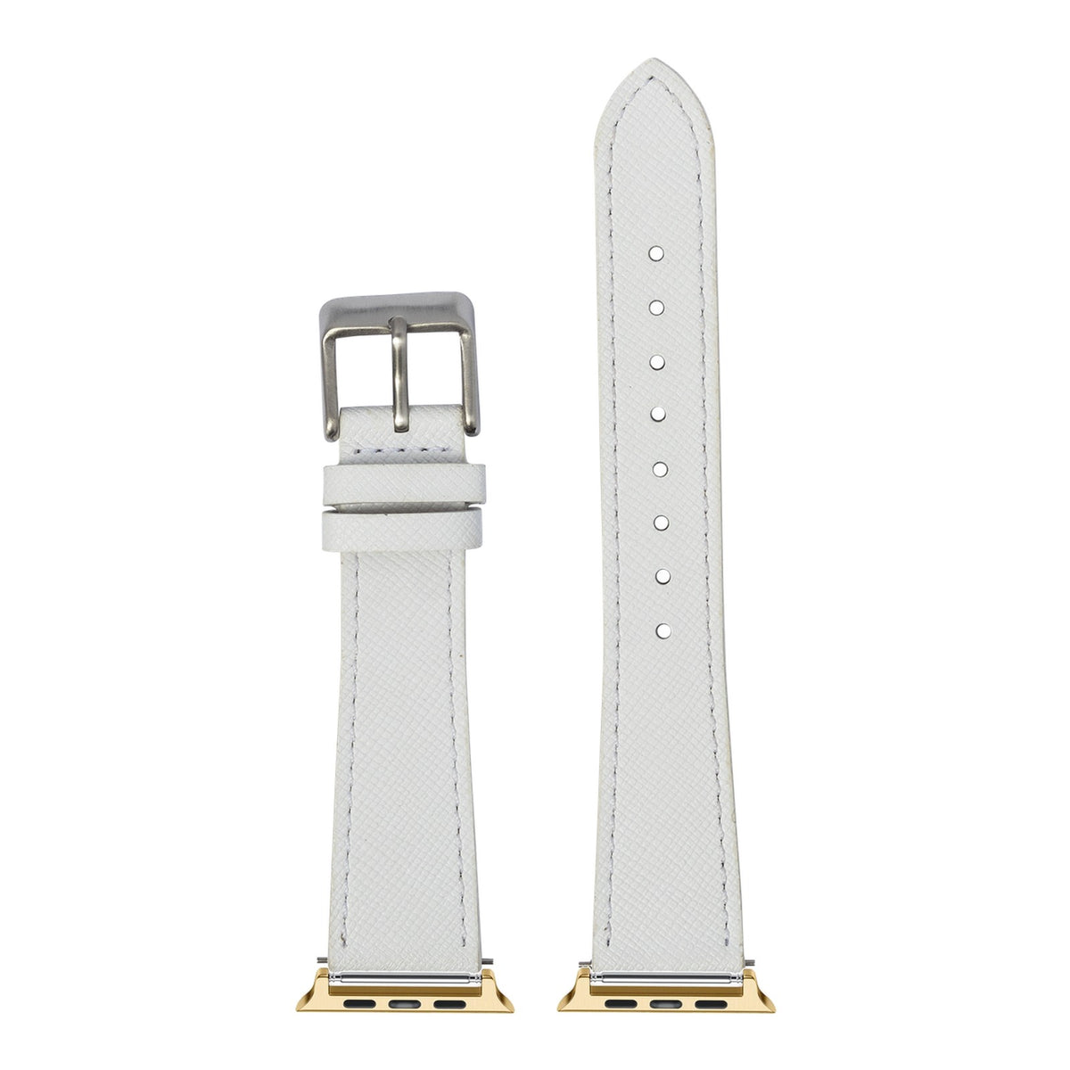 [Apple Watch] Saffiano Leather - White with Gold Apple Watch connecters