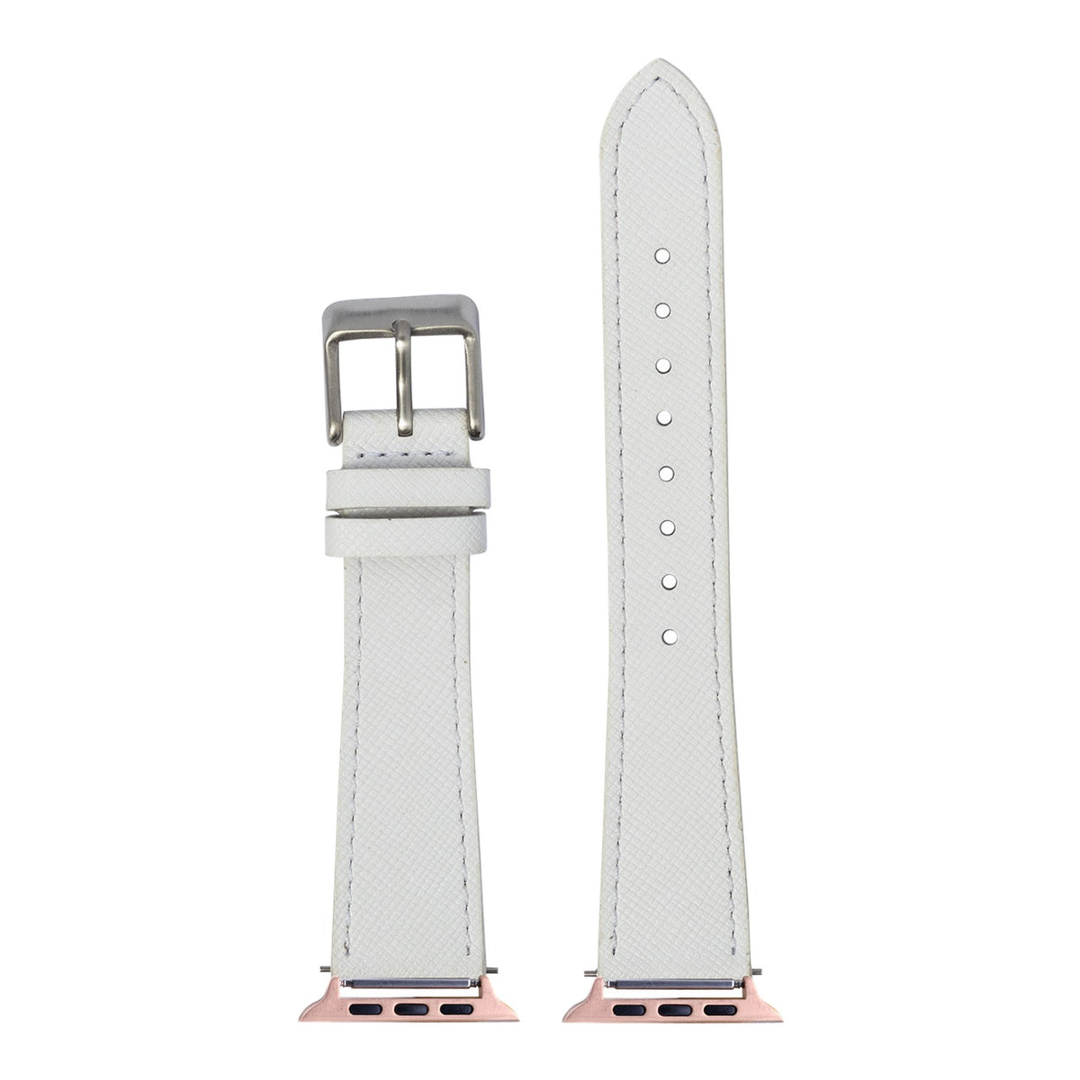 [Apple Watch] Saffiano Leather - White with Rose Gold Apple Watch connecters