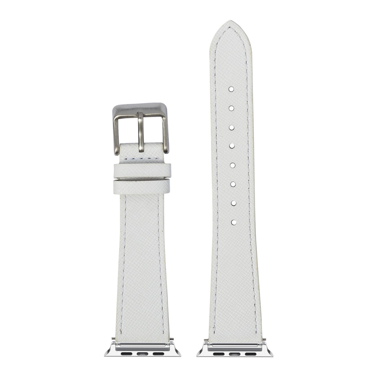 [Apple Watch] Saffiano Leather - White with Silver Apple Watch connecters