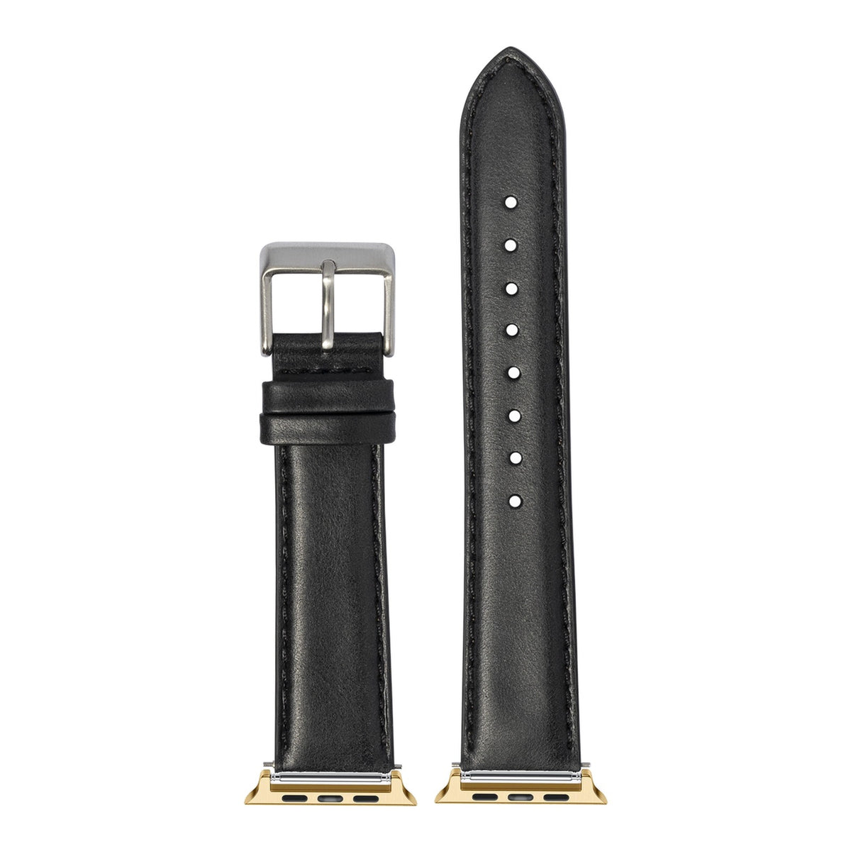 [Apple Watch] Padded Leather - Black with Gold Apple Watch connecters