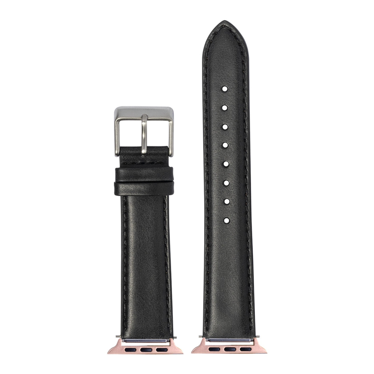 [Apple Watch] Padded Leather - Black with Rose Gold Apple Watch connecters