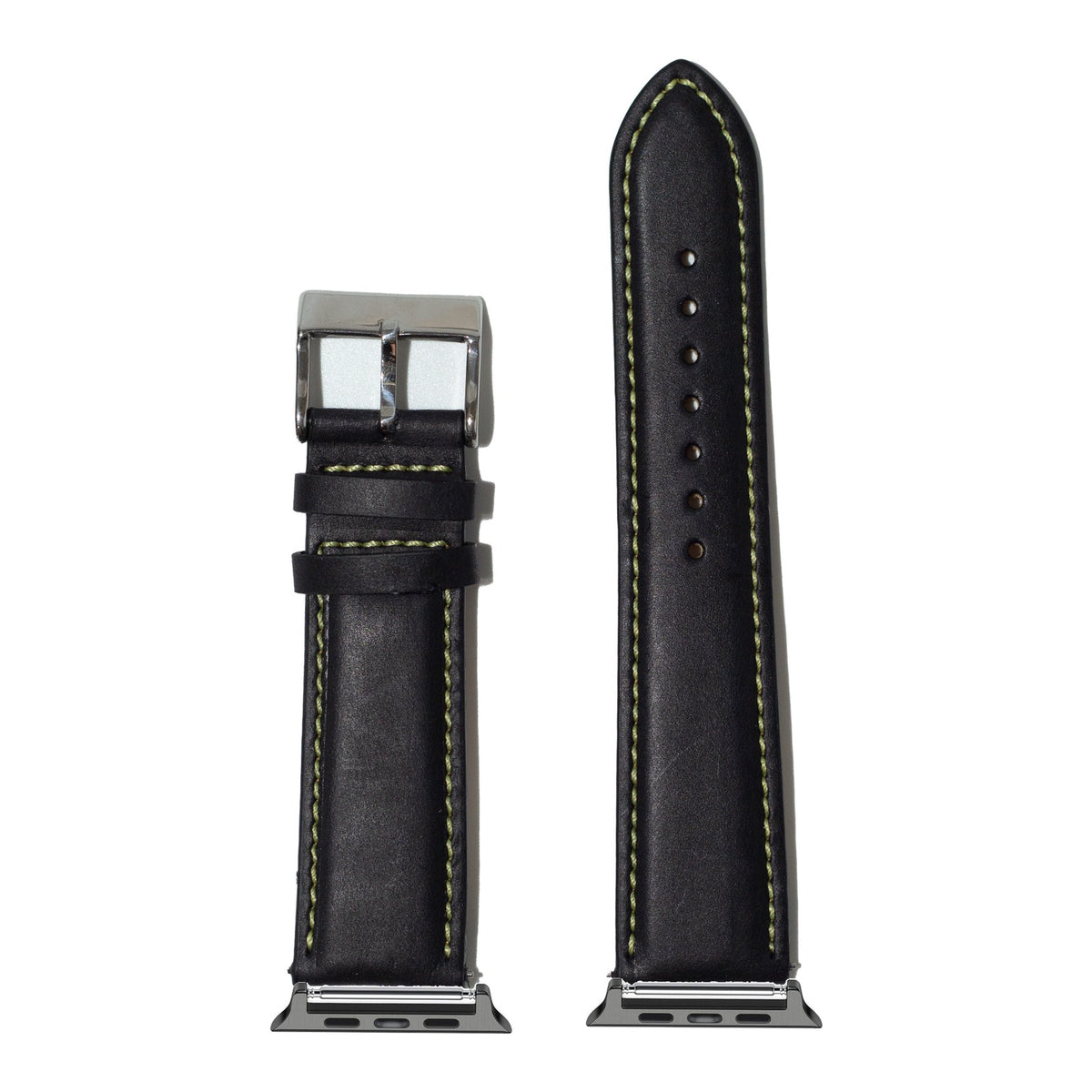 [Apple Watch] Padded Leather - Black | Yellow Stitching with Black Apple Watch connecters