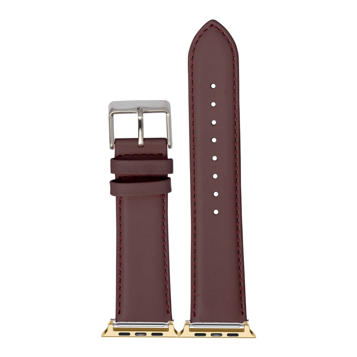 [Apple Watch] Padded Leather - Bordeaux with Gold Apple Watch connecters
