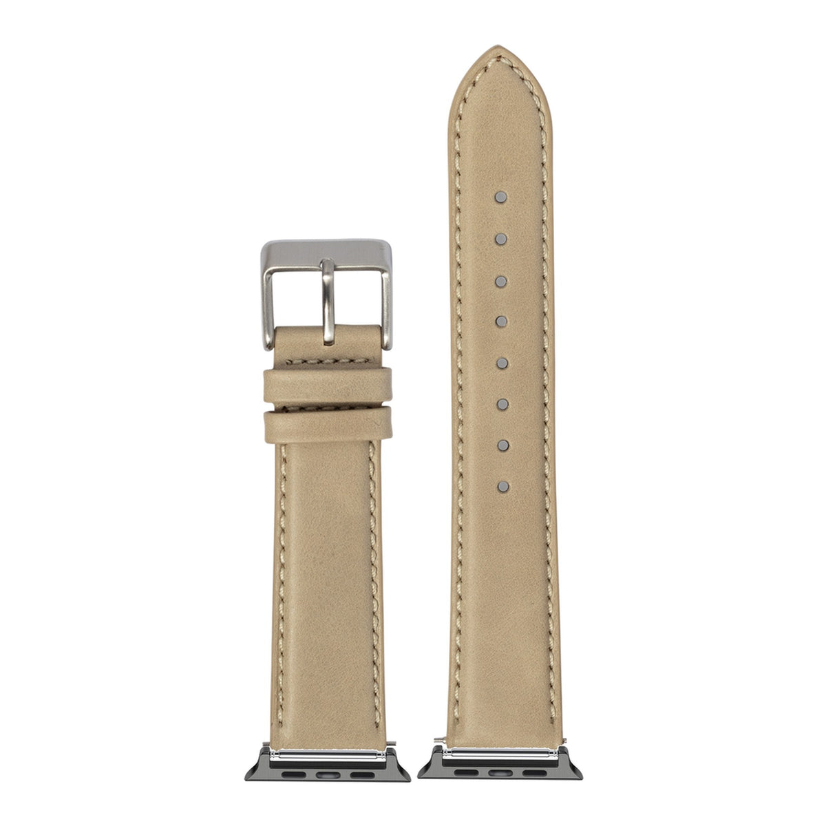 [Apple Watch] Padded Leather - Cream with Black Apple Watch connecters