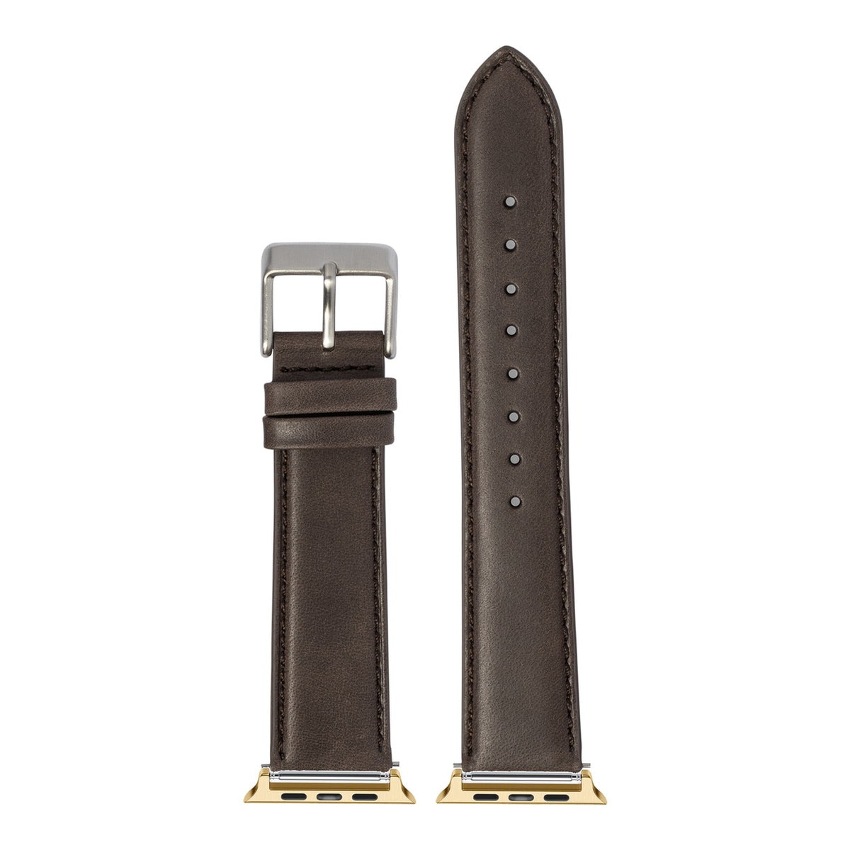 [Apple Watch] Padded Leather - Dark Brown with Gold Apple Watch connecters