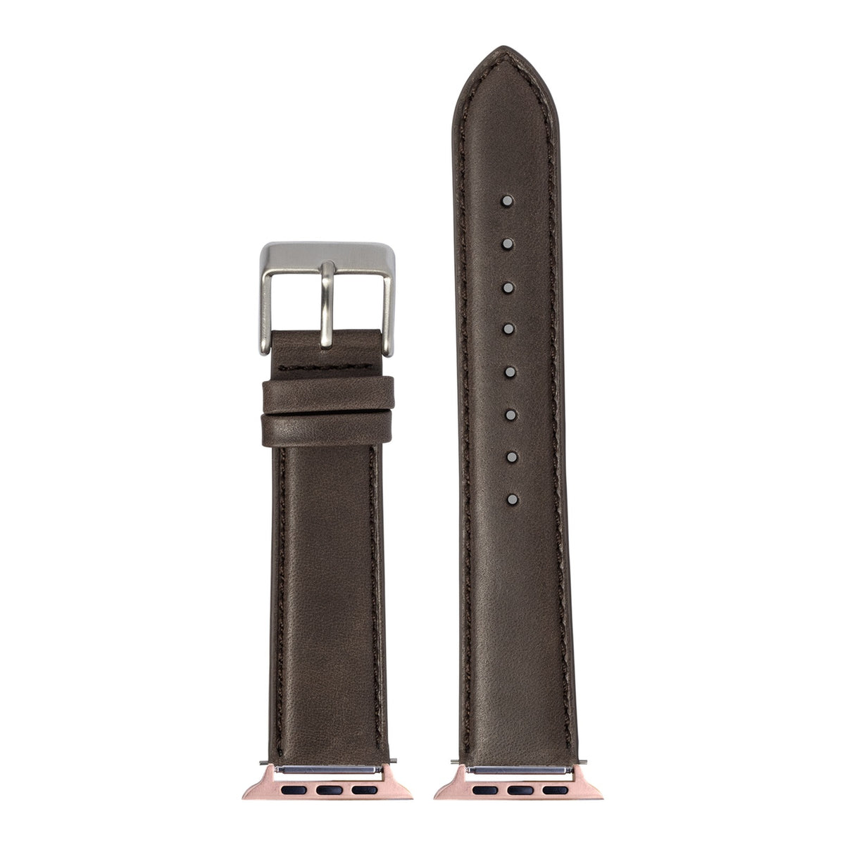 [Apple Watch] Padded Leather - Dark Brown with Rose Gold Apple Watch connecters