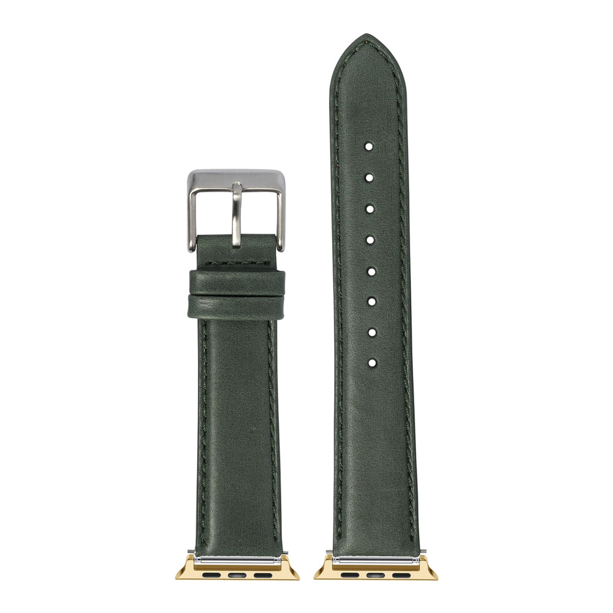 [Apple Watch] Padded Leather - Forest Green with Gold Apple Watch connecters