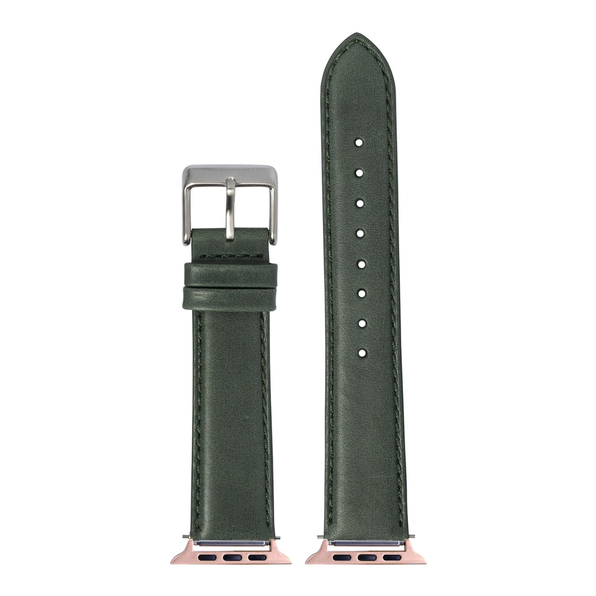 [Apple Watch] Padded Leather - Forest Green with Rose Gold Apple Watch connecters