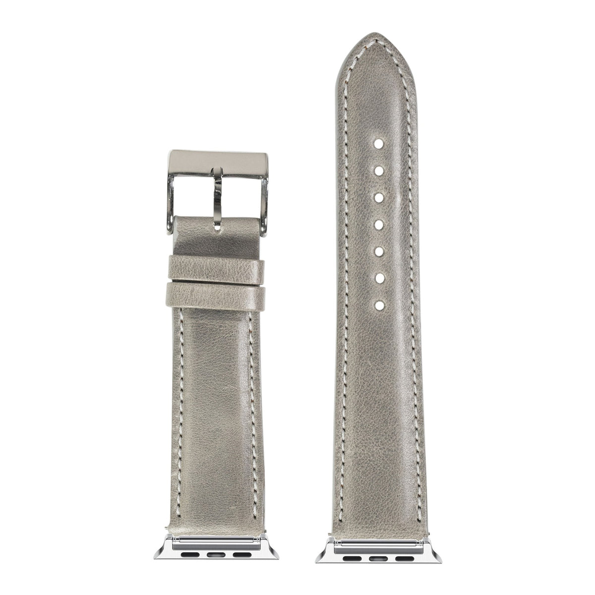 [Apple Watch] Padded Leather - Grey with Silver Apple Watch connecters
