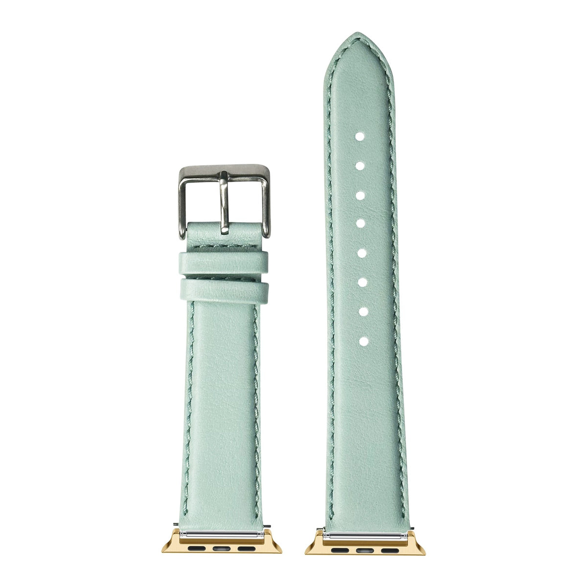 [Apple Watch] Padded Leather - Light Tiffany Blue with Gold Apple Watch connecters