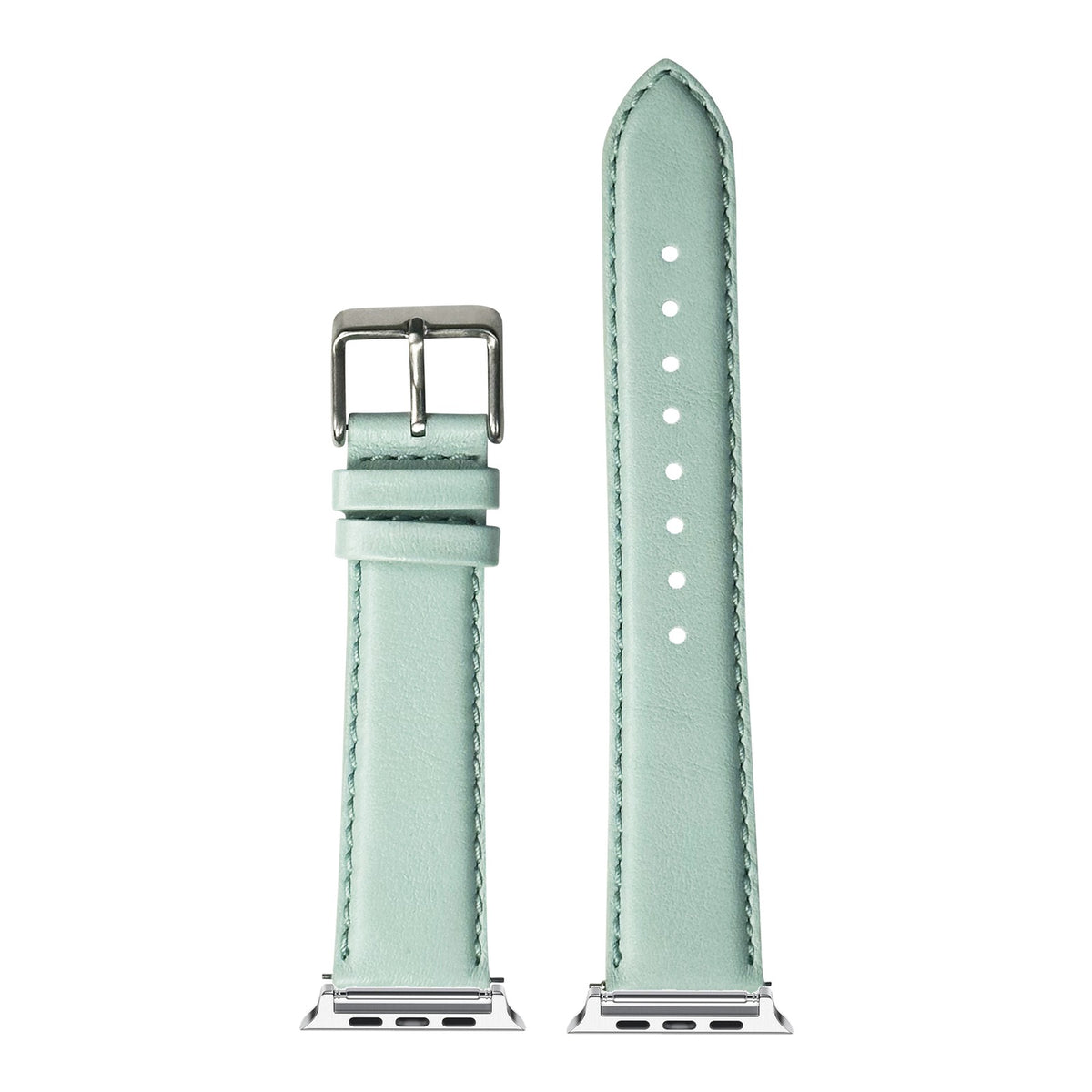 [Apple Watch] Padded Leather - Light Tiffany Blue with Silver Apple Watch connecters