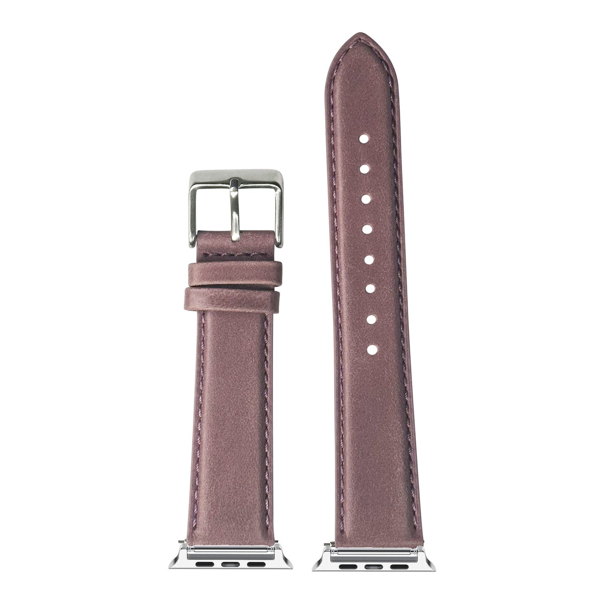 [Apple Watch] Padded Leather - Mauve with Silver Apple Watch connecters