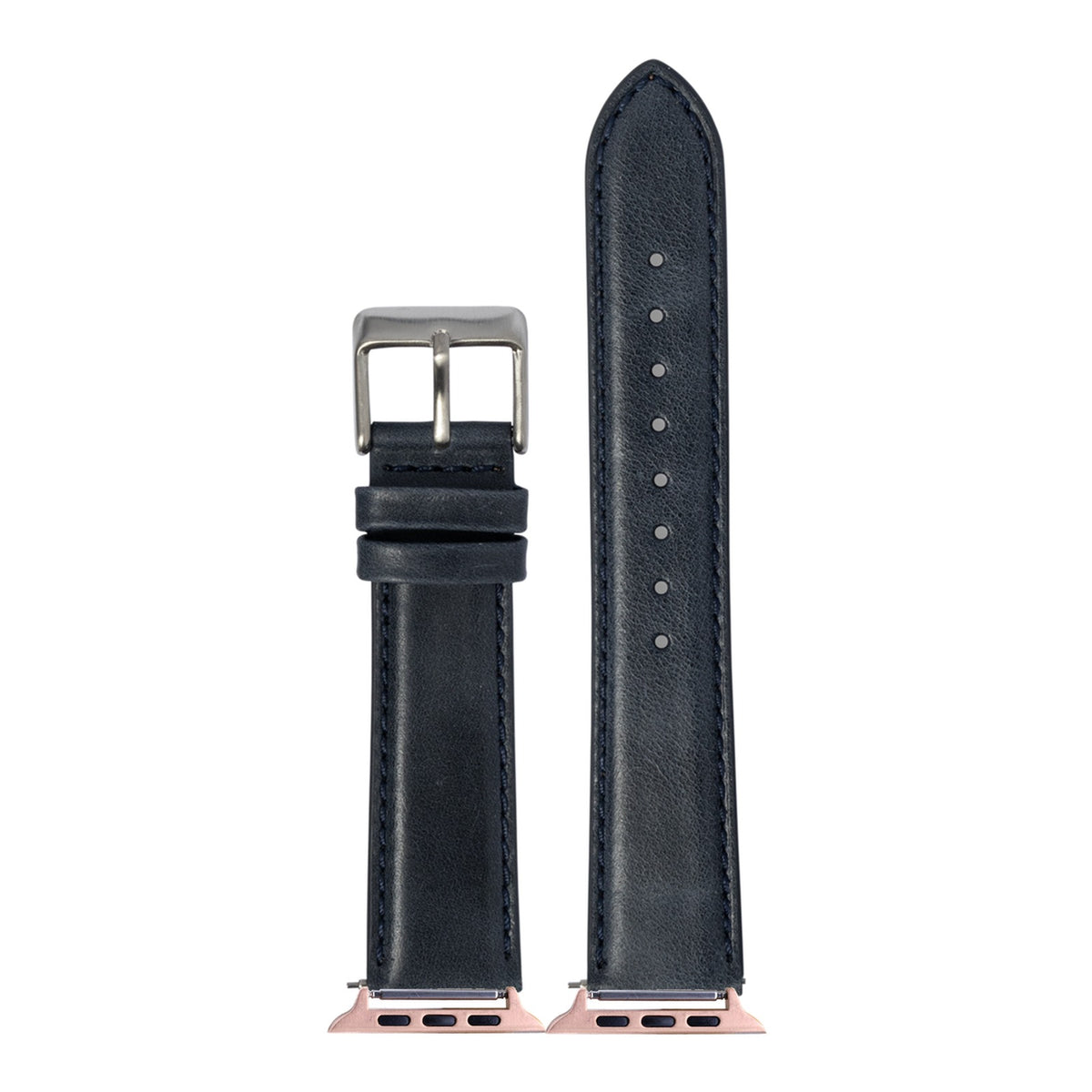 [Apple Watch] Padded Leather - Navy Blue with Rose Gold Apple Watch connecters