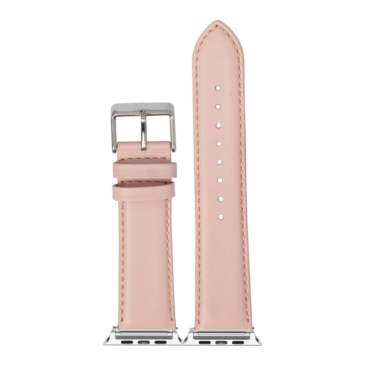 [Apple Watch] Padded Leather - Pink with Silver Apple Watch connecters