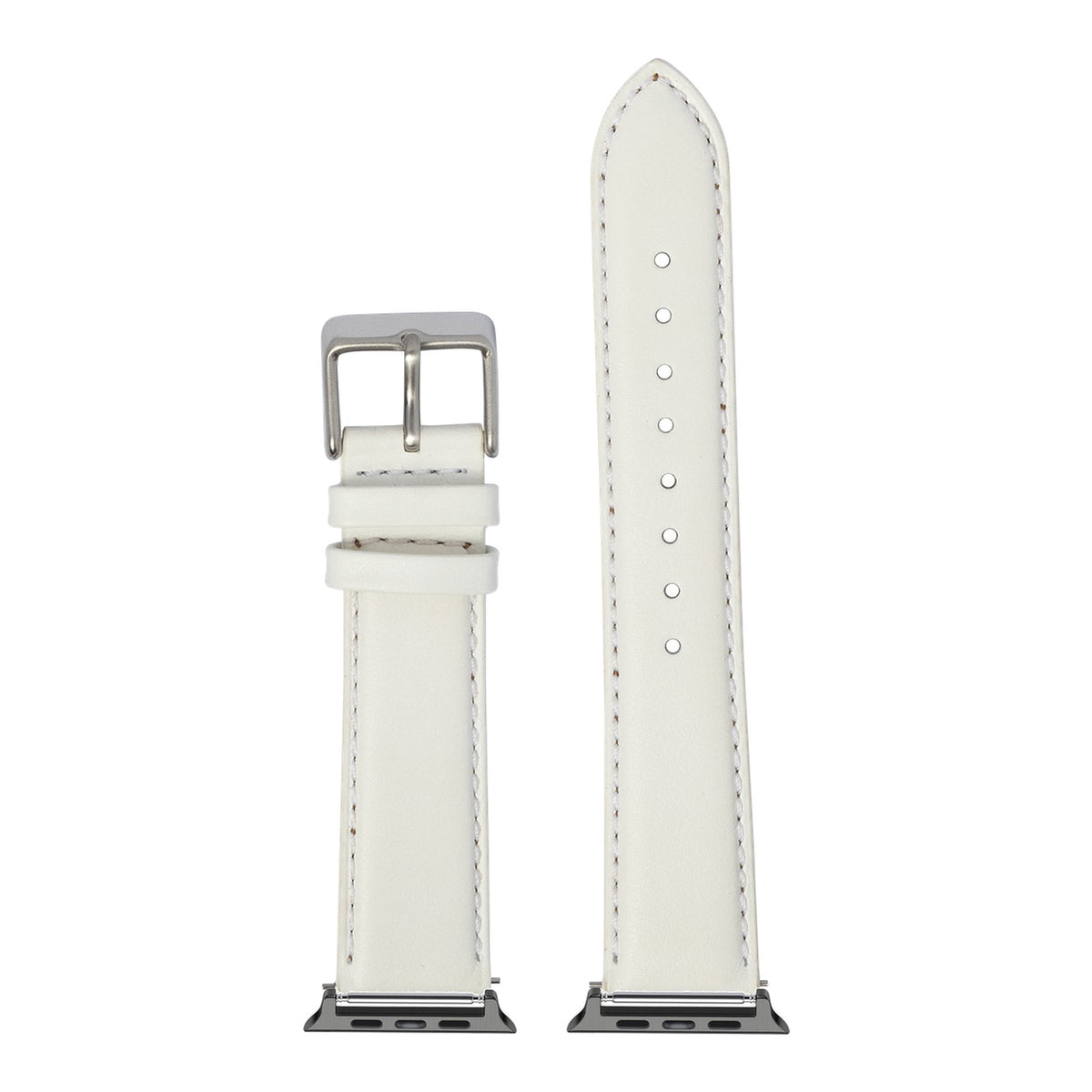 [Apple Watch] Padded Leather - White with Black Apple Watch connecters