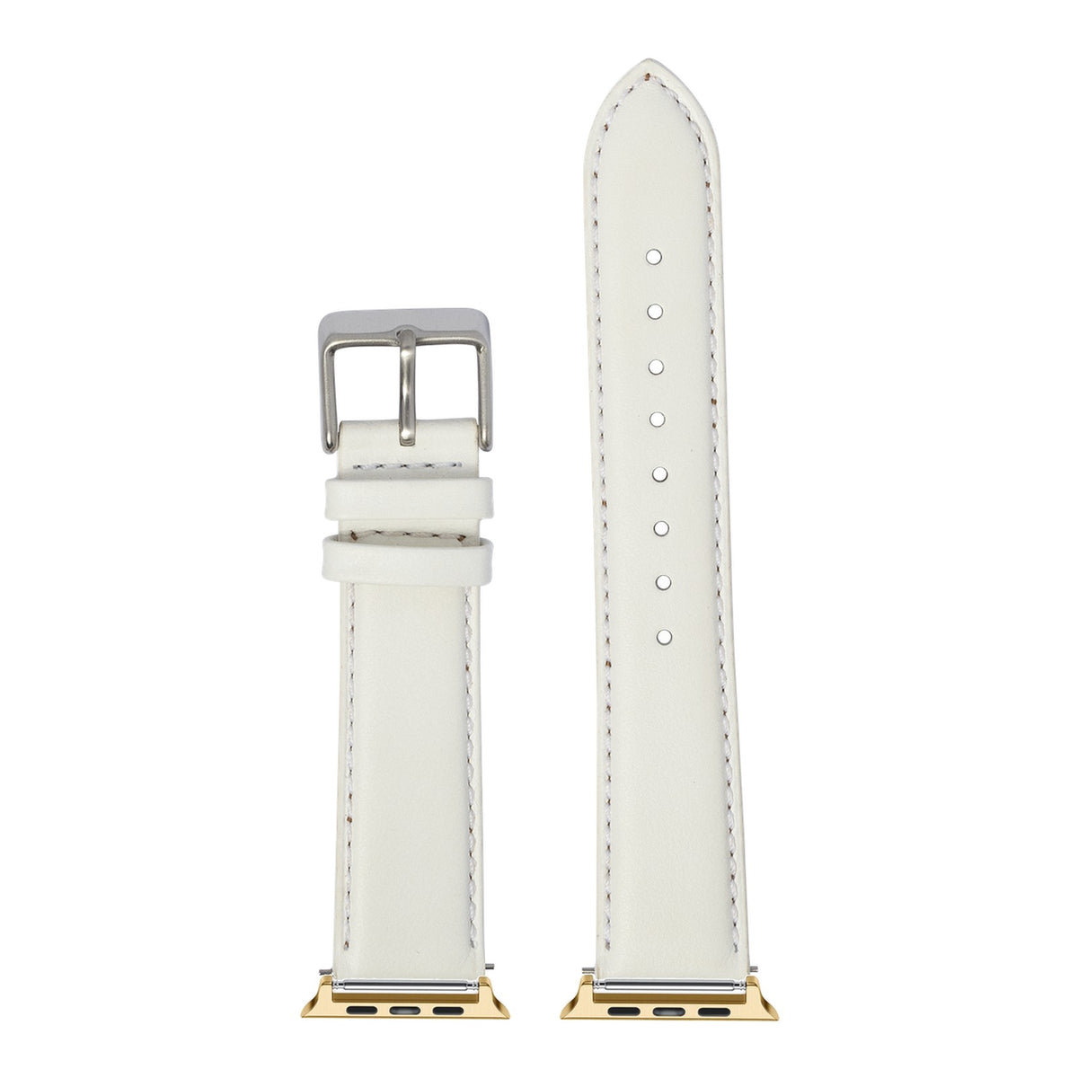 [Apple Watch] Padded Leather - White with Gold Apple Watch connecters
