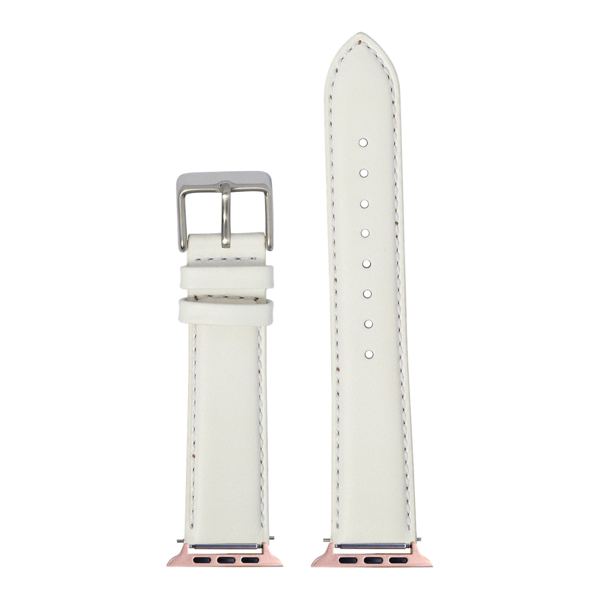 [Apple Watch] Padded Leather - White with Rose Gold Apple Watch connecters